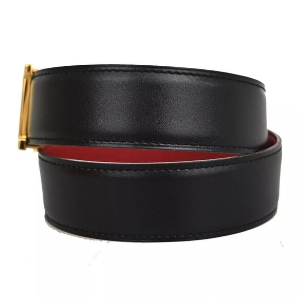 HERMES H Logo Constance Reversible Buckle Belt #70 Leather Black Red 72RH304 - Picture 8 of 12